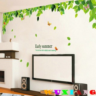 ต้นฤดูร้อนสีเขียวใบสติกเกอร์ตกแต่งผนัง