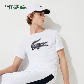 Lacoste ใหม่เสื้อยืดลําลองแฟชั่นสําหรับผู้ชายแขนสั้นพิมพ์ลายจระเข้ยืด.สบาย.รัก