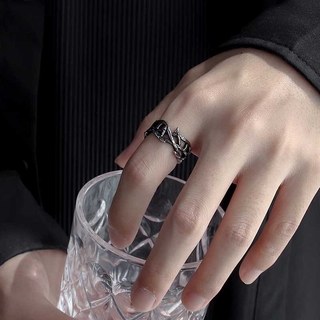 แหวนเหล็กไทเทเนียม สีเงิน สีดํา สไตล์พังก์ เรียบง่าย เครื่องประดับแฟชั่น สําหรับผู้ชาย และผู้หญิง