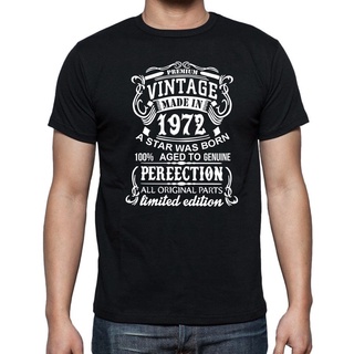 เสื้อยืดโอเวอร์ไซส์เสื้อยืดแขนสั้น ผ้าฝ้าย พิมพ์ลาย Made Vintage In 1972 สไตล์สตรีท ของขวัญวันเกิด สําหรับผู้ชาย 50 ปีS-