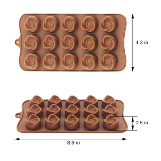แม่พิมพ์ ชอคโกแลต ลายดอกกุหลาบตูม 15 ช่อง (สีแรนดอม)
