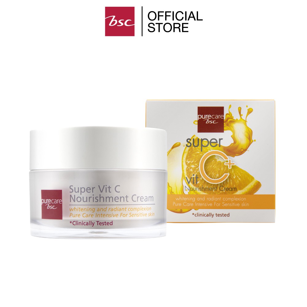 pure-care-super-vit-c-nourishment-cream-ครีมสูตรวิตามินซี-เนื้อกึ่งใส-ซึมง่าย-ช่วยให้ผิวกระจ่างใสอมชมพู-อิ่มเอิบ