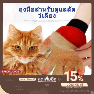 ถุงมือแปรงขนสัตว์เลี้ยง อุปกรณ์แปรงขนแมว