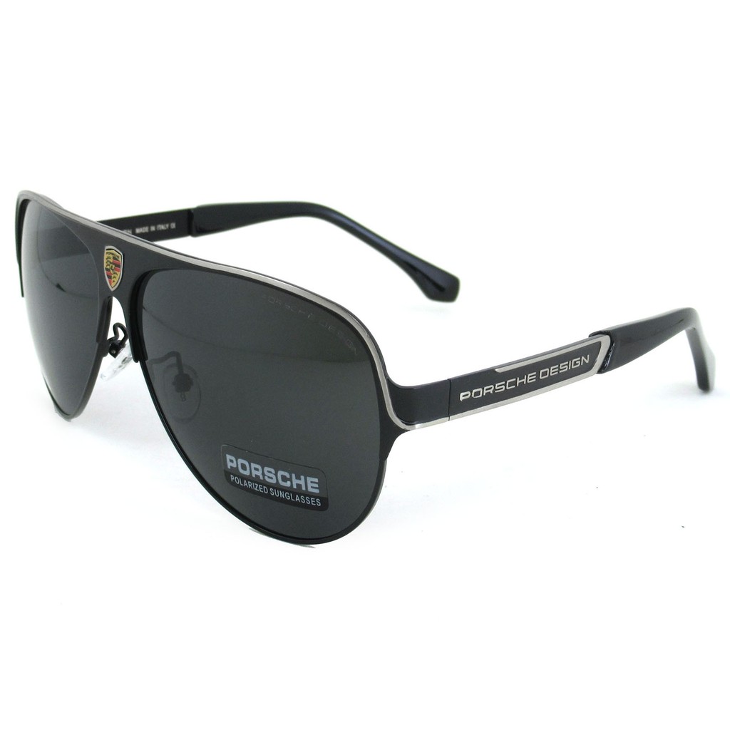 polarized-แว่นกันแดด-แฟชั่น-รุ่น-porsche-uv-8580-c-1-สีดำตัดเงินเลนส์ดำ-ทรงสปอร์ต-เลนส์โพลาไรซ์