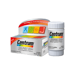 โปรโมชั่น : CENTRUM SILVER 50 DIETARY SUPPLEMENT 30TABS เซนทรัม ซิวเวอร์ 50 ผลิตภัณฑ์เสริมอาหาร วิตามินรวม สูตรสำหรับผู้ที่มีอายุ 50 ปีขึ้นไป 30 เม็ด