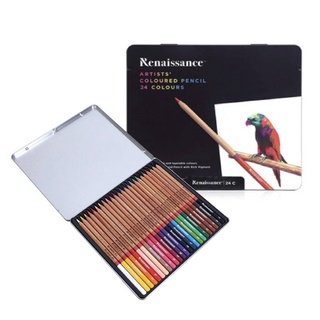 สี Renaissance สีไม้ ดินสอสีไม้ เกรดอาร์ตติส รุ่น 24 สี กล่องเหล็ก จำนวน 1 กล่อง ดินสอสี