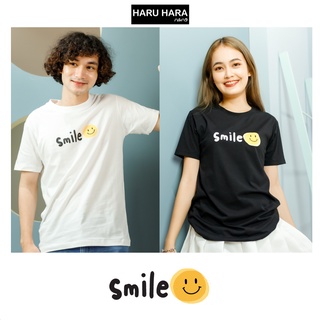 เสื้อยืดมินิมอล [สีขาว/สีดำ] Cotton100% - ลายสกรีน Smile