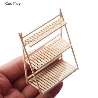 &lt; Cooltoy &gt; ชั้นวางหนังสือ โมเดลดอกไม้ ขนาดเล็ก สามชั้น สําหรับตกแต่งบ้านตุ๊กตา 1:12