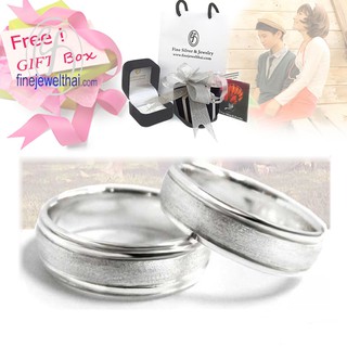Finejewelthai-แหวนคู่-แหวนเงินแท้-แหวนหมั้น-แหวนแต่งงาน-Couple-silver-wedding-ring - Gift_set94