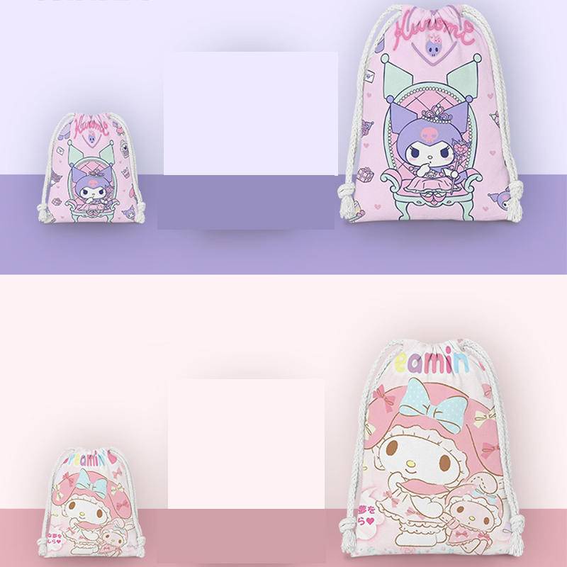 sanrio-mymelody-kuromi-cinnamoroll-กระเป๋าไนล่อน-แบบผูกเชือก-สําหรับใส่เสื้อผ้า-รองเท้า-ชุดชั้นใน-เหมาะกับการพกพา-เล่นกีฬา