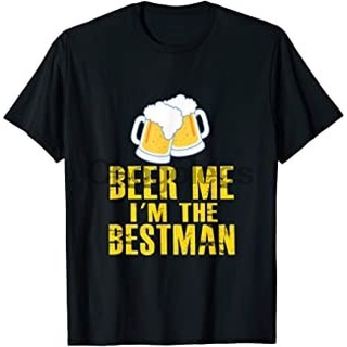 เสื้อยืดโอเวอร์ไซส์เสื้อยืด พิมพ์ลาย LYZH Beer Me Bestman สําหรับผู้ชายS-4XL