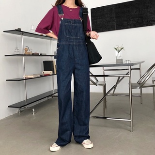 Many Jeans Overalls เอี๊ยมกางเกงยีนส์ขายาวสีเข้ม