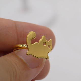 Little Me by CASO jewelry แหวนแมว สีทอง / สีชมพู  สินค้าทำมือ ของขวัญสำหรับเธอ Handmade Little Cat Ring