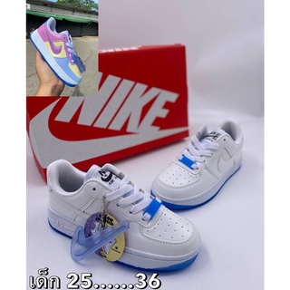 Nike Air force 1 kids โดนแสงแดดแล้วเปลี่ยนสีรองเท้าผ้าใบผูกเชือกสำหรับเด็ก