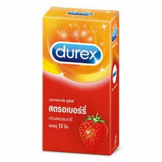 กล่อง 12 ชิ้น durex ดูเร็กซ์ สตรอเบอร์รี่