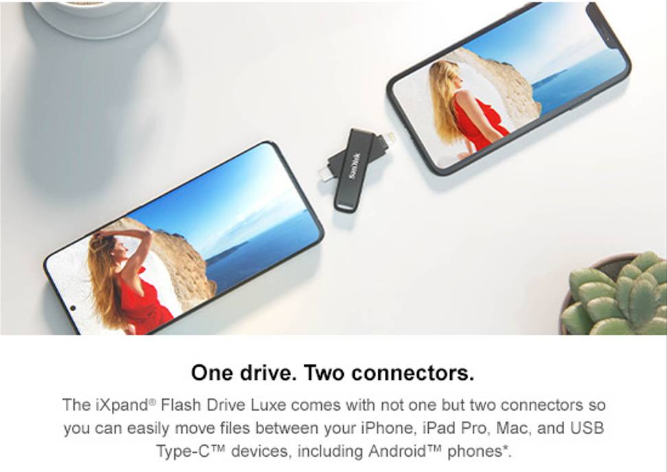 รูปภาพของ SanDisk iXpand Flash Drive Luxe 64G (SDIX70N-064G-GN6NN) แฟลชไดรฟ์ 2 in 1 ใช้สำหรับ iPhone และ USB Type C