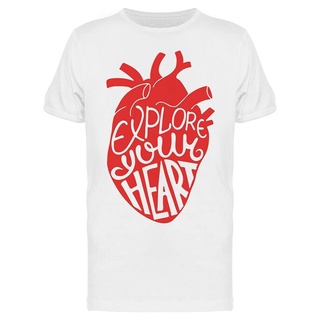 เสื้อยืด ผ้าฝ้าย พิมพ์ลาย Explore Your Heart สําหรับผู้ชายS-5XL