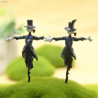 โมเดลฟิกเกอร์ ⚡️Ready Stock⚡️2pcs Studio Ghibli Howls Moving Castle Kakashi no Kabu Figure Garden Decor