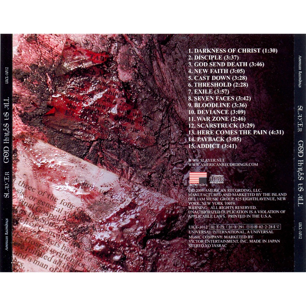 ซีดีเพลง-cd-slayer-2001-god-hates-us-all-ในราคาพิเศษสุดเพียง159บาท