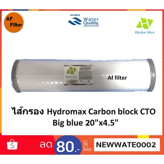 ไส้กรองน้ำ คาร์บอนบล็อค Carbon Block Big Blue 20 นิ้ว Hydromax (ฝาเทา)