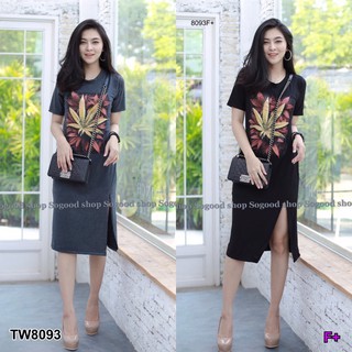 AT8093 Dress เดรส 5 ส่วน ลายกัญชา