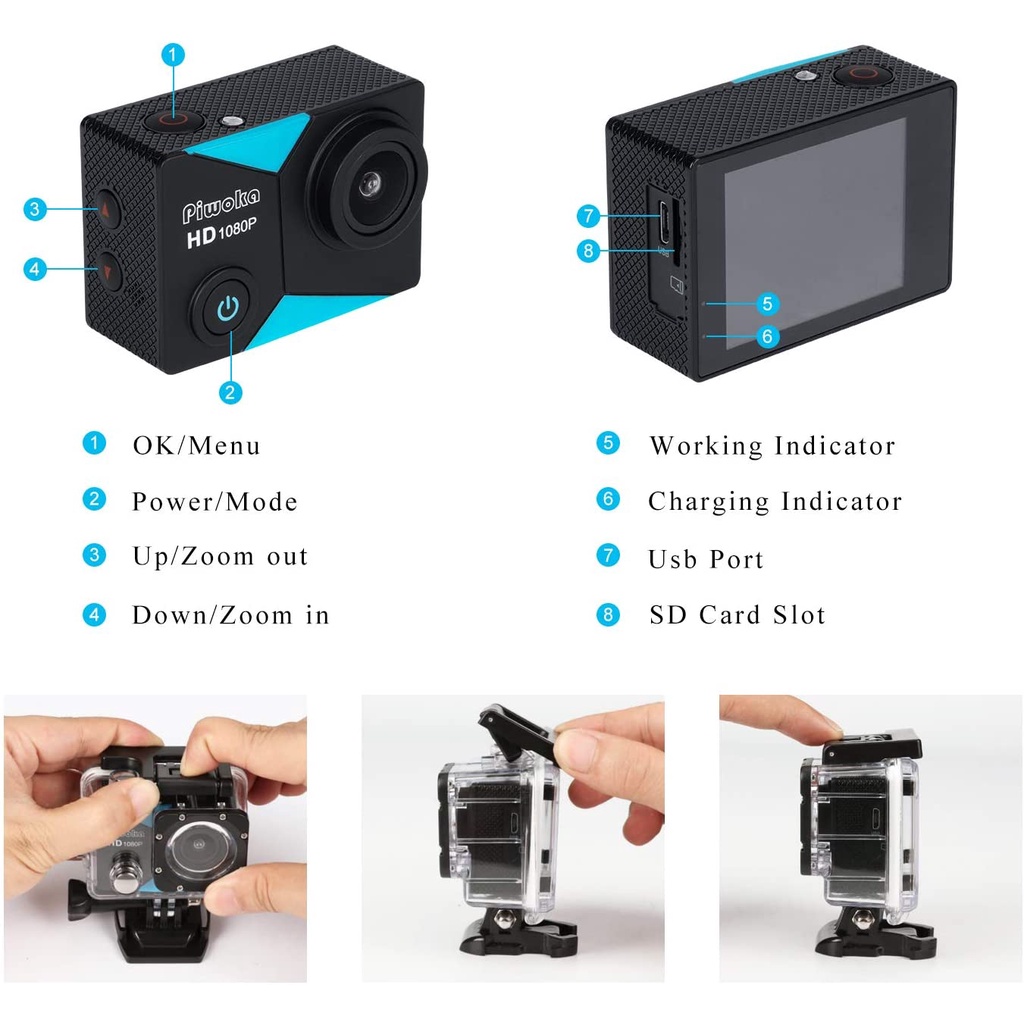 ภาพสินค้ากล้องแอ็คชั่นแคม ปี2022 มีระบบกันสั่นล่าสุด กันน้ำ 2.0" LCD 4K สีดำ รุ่น K80 แถมฟรี รีโมท และ ไมค์ 1 ชุด ครบใช้งานทันที จากร้าน nano_tech บน Shopee ภาพที่ 5