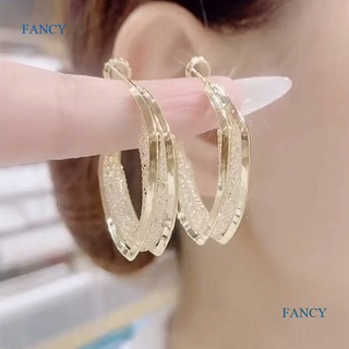 Fancy ต่างหูห่วงถัก ทอง 18k ทรงวงรี