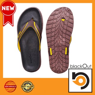 🔰 BlackOut Comfy Flipper 🔰 รองเท้าแตะ แตะสวม รองเท้ายางกันลื่น พื้นดำหูตาลเหลือง