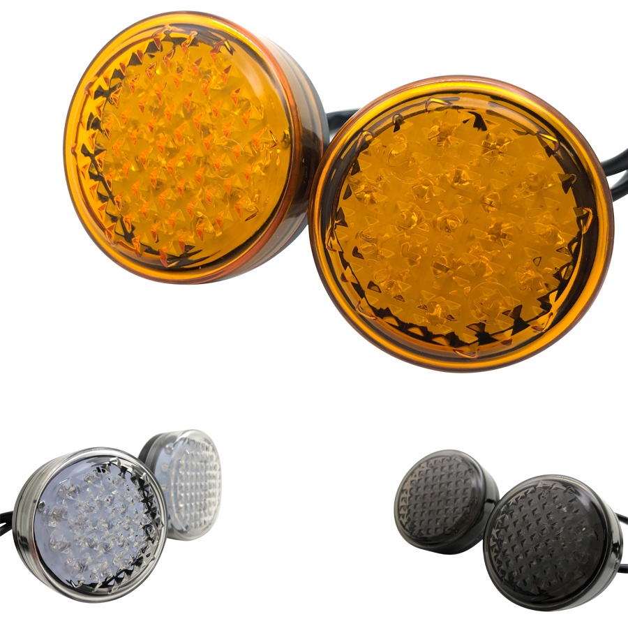 2PC Universal LED ATV Turn Signal Light Amber Indicator Motorcycle ...