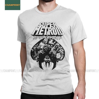 เสื้อยืดแขนสั้น ผ้าฝ้าย พิมพ์ลาย Super Metroid Samus Wars Aran Prime Snes Ridley Zebes Game สไตล์ญี่ปุ่น สําหรับผู้ชาย