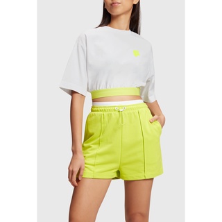 ESPRIT Womens Cropped Neon Rib Cuff Logo Tee