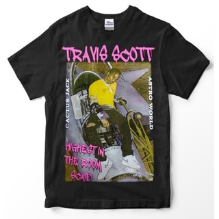 เสื้อยืดผ้าฝ้ายTravis scott 2 BAND เสื้อยืด - CACTUS JACK / Premium Tshirt travis scott / highest in the room / BAND rap