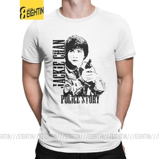 [COD]เสื้อยืด พิมพ์ลายภาพยนตร์ตํารวจ Jackie Chan Dragon Kung Fu Fight Pure สําหรับผู้ชาย