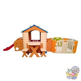 จัดส่งฟรี Eduplay บ้านเด็กเล่นพร้อมสไลเดอร์ต่อคอกกั้นเด็ก รุ่น Play House Slide + Baby Room &amp; Table Set