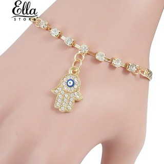 สุภาพสตรี Hamsa Fatima จี้มือดีสร้อยข้อมือ Rhinestone ประกายเงางาม