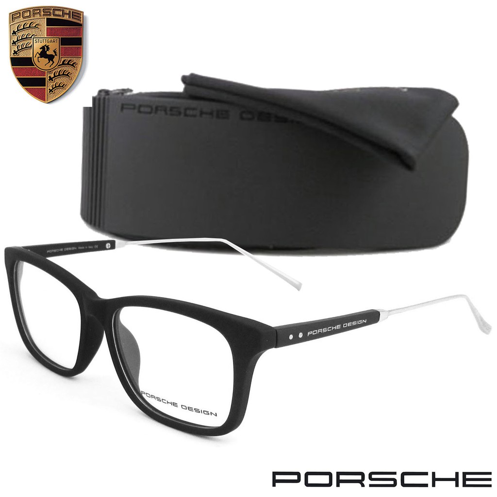 porsche-แว่นตา-รุ่น-9287-c-1-สีดำด้านขาเงิน-กรอบเต็ม-ขาข้อต่อ-พลาสติก-พีซี-เกรด-เอ-สำหรับตัดเลนส์-กรอบแว่นตา-eyeglass