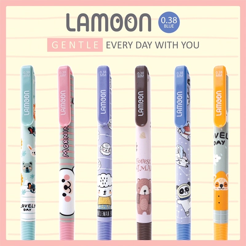 ราคาและรีวิวปากกาลูกลื่น LAMOON 0.38mm. ลายการ์ตูน