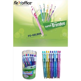 ปากกาหมึกน้ำมันแบบกด FlexOffice superTrendee FO-GELB09 (10ด้าม, 25ด้าม,50ด้าม) เส้น0.7mm หมึกสีน้ำเงิน