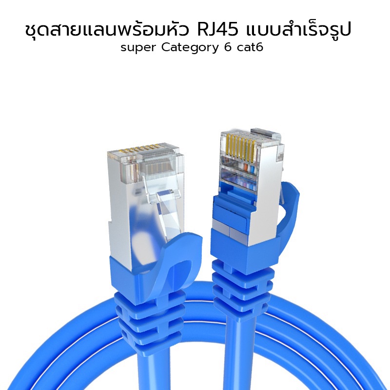 ชุดสายแลนพร้อมหัวRJ45 แบบสำเร็จรูป super Category 6 cat6 มี 3 สี ความ ...