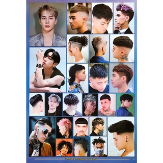 โปสเตอร์ ทรงผมชาย Mens Hairstyles Poster 24”x35” Inch Fashion Barber Salon Hairdresser v14
