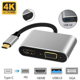 USB C HDMI ประเภท C ถึง HDMI 4K VGA USB3.0 Audio Video Converter PD 87W Fast Charger สำหรับ MacBook Pro Samsung S9 S10