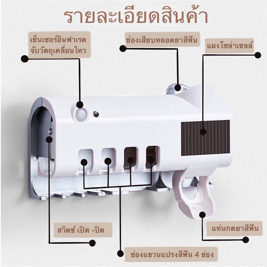 ภาพหน้าปกสินค้าพร้อมส่ง ️ ที่บีบยาสีฟันอัตโนมัติ มาพร้อมระบบฆ่าเชื้อด้วย UV อุปกรณ์เก็บแปรงสีฟัน ที่บีบยาสีฟัน กล่องใส่แปรงสีฟั จากร้าน kabby บน Shopee