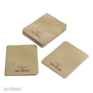 [AMLESO] ถุงกาแฟกระดาษคราฟท์ อลูมิเนียมฟอยล์ สำหรับกรองหยดแบบหูแขวน 50 ชิ้น