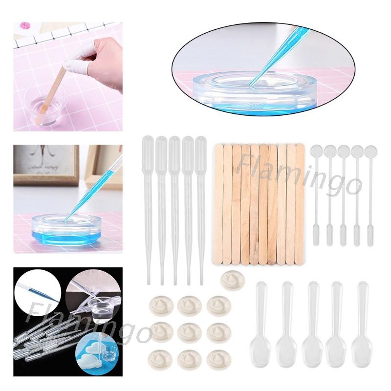 FLGO 35 Pcs Resin Mold Tools Dropper Stirring Rod Finger Cots for DIY