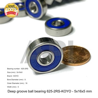 KOYO Japan 625 bearing 625-2RS-KOYO - 5x16x5 mm แบริ่ง ตลับลูกปืนปิดยางสองด้าน แพ็คละ 1 เม็ด