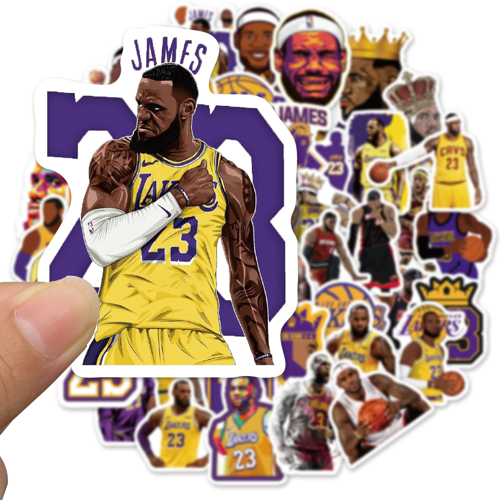 สติ๊กเกอร์พีวีซี-nba-basketball-superstar-lebron-james-graffiti-กันน้ํา-50-ชิ้น