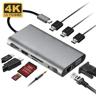 ภาพขนาดย่อของสินค้าThunderbolt 3 Docking Station Usb Hub 10 In 1 Type C อะแดปเตอร์ Usb 3 . 0 พอร์ต 4 K Hdmi Vga Rj45 Gigabit Ethernet สําหรับ Macbook Pro