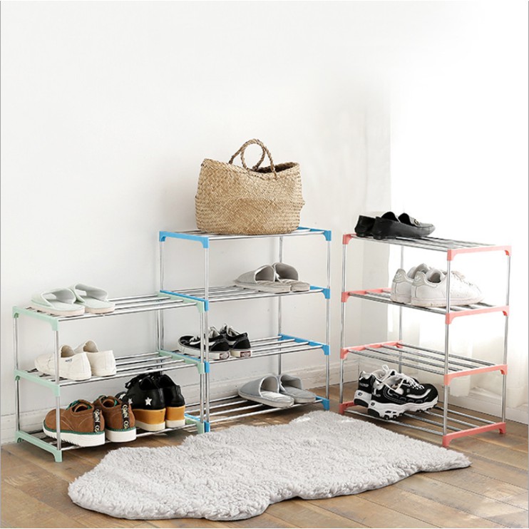 ภาพหน้าปกสินค้าชั้นวางรองเท้าสแตนเลส ชั้นวางรองเท้า ชั้นเก็บรองเท้า Shoe Rack ที่วางรองเท้า 3/4ชั้น มีให้เลือก 2 แบบ