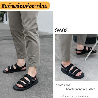 ภาพหน้าปกสินค้ารองเท้าแตะรัดส้น ใส่ได้ทั้งผู้ชาย ผู้หญิง สไตล์เกาหลี ญี่ปุ่น รองเท้าแตะแฟชั่น <SW03> ที่เกี่ยวข้อง