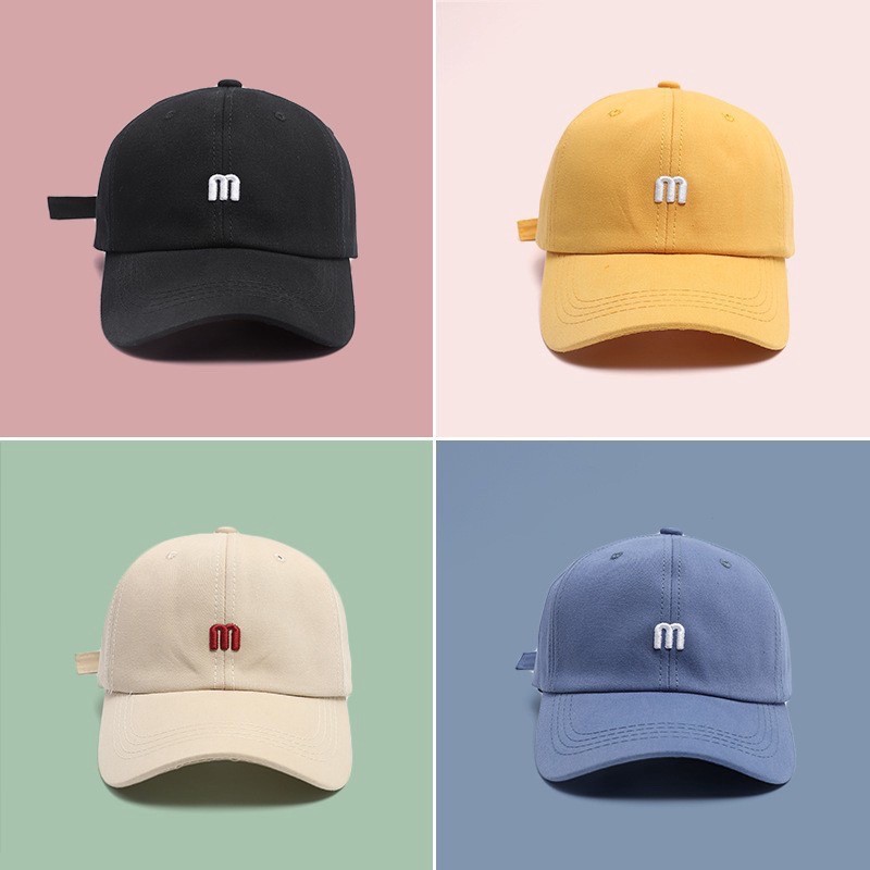 พร้อมส่ง-หมวกแก๊ป-cap-ปักm-หมวกแฟชั่น